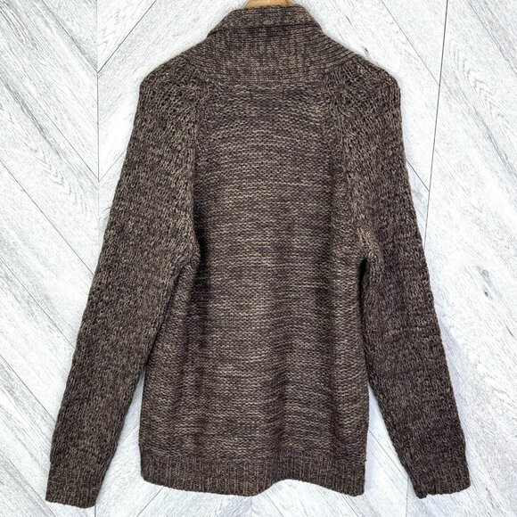 Pronto Uomo Shawl Collar Cardigan Sweater Mens Large Brown Cableknit Grandpa NWT - Picture 5 of 5